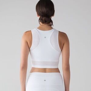 Lululemon Size 6 Keep Score Bra Crop Tank White Mesh Luxtreme 🎾 Tennis Train